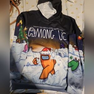 Amongus boys Xl like an adult medium. no strings on the hoodie. Good condition